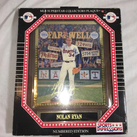 Nolan Ryan Sports Impressions Collectors Plaque 1152 "FAREWELL"  1161-62 W/COA Cover