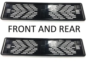 Pair Number Plate Holder Surround Shiny Black Frame Easy Screw On fit Trim Gift - Picture 1 of 3