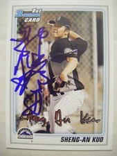 SHENG-AN KUO signed ROCKIES TAIWAN 2010 Bowman Prospects baseball card AUTO BP52