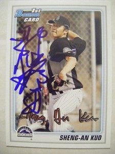 SHENG-AN KUO signed ROCKIES TAIWAN 2010 Bowman Prospects baseball card AUTO BP52