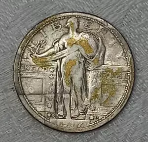 1917 D 25c Tipo 1 Quartiere Liberty in piedi fine circolato argento - Foto 1 di 4