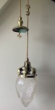 Antique Arts and Crafts Brass Pendant Light Professionally Polished and Rewired