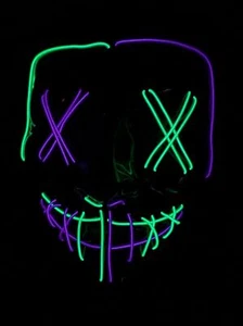 X Eyes EL Wire LED Light UP Halloween Mask Glow Mask - Picture 1 of 42