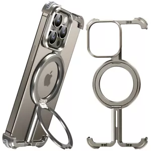 Custodia MagSafe cavalletto magnetico paraurti senza cornice in metallo per iPhone 15 14 13 12 - Foto 1 di 52