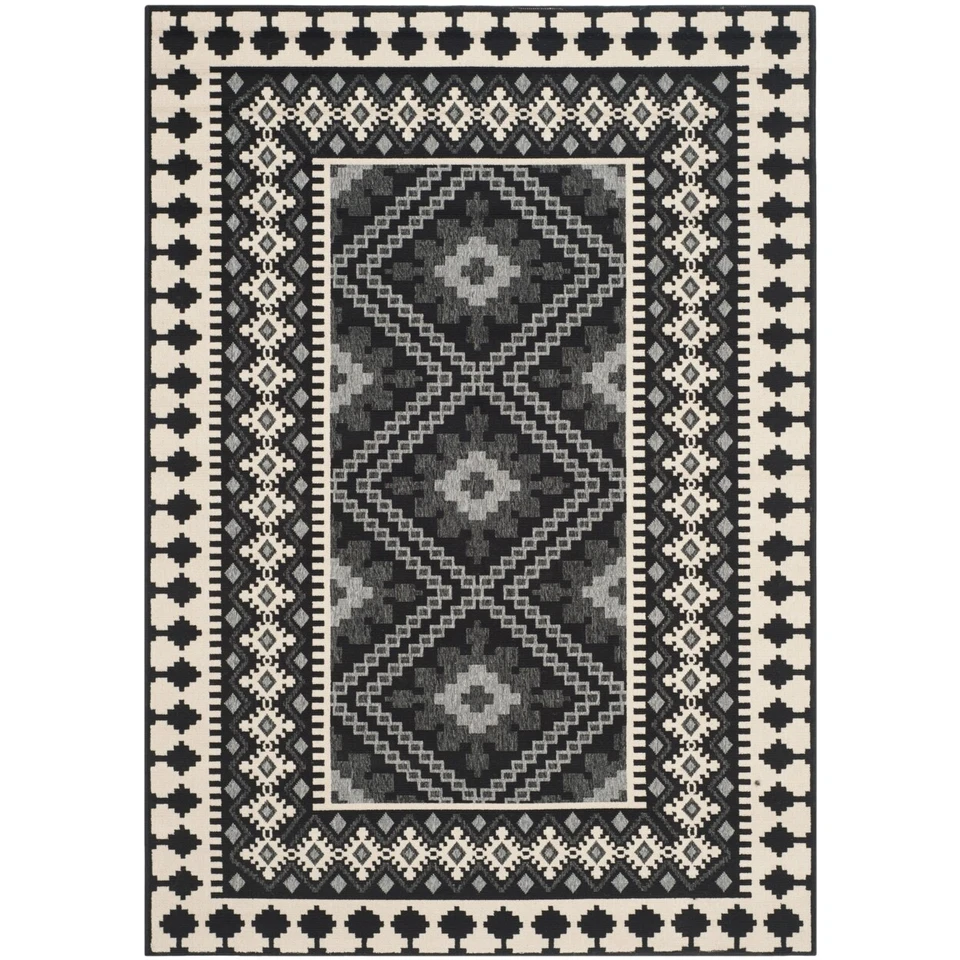 Safavieh Indoor Outdoor Veranda Black Cream Rug 6'7 X 9'6 Ver099 0421 6