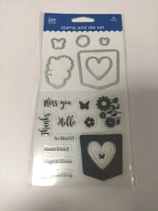 Heart Pocket Card Sentiments Clear Acrylic Stamp & Die Set by Love Nicole NEW - Picture 1 of 1