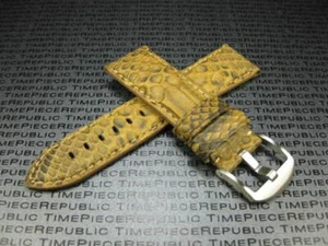 26mm PYTHON Skin Leather Strap Tang Watch Band for fits PANERAI Amber Brown - Picture 1 of 6