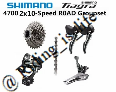 New Shimano Tiagra 4700 2X10 Speed Road Groupset ST+RD+FD+Cassette+Chain 5 Pcs - Image 1 of 4