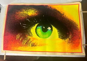 Velva Print 428 The Eye furry neon poster RARE hippy psychedelic oldschool - Picture 1 of 6