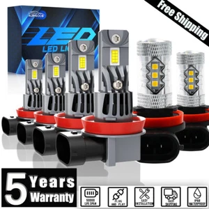H9 H11 High Low Beam LED Headlight + H11 Bulbs Fog Light Super White Combo 6500K - Picture 1 of 18