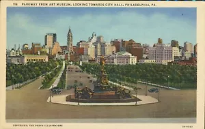 Parkway vom Kunstmuseum Rathaus Philadelphia Pennsylvania PA Postkarte Ansicht - Bild 1 von 2