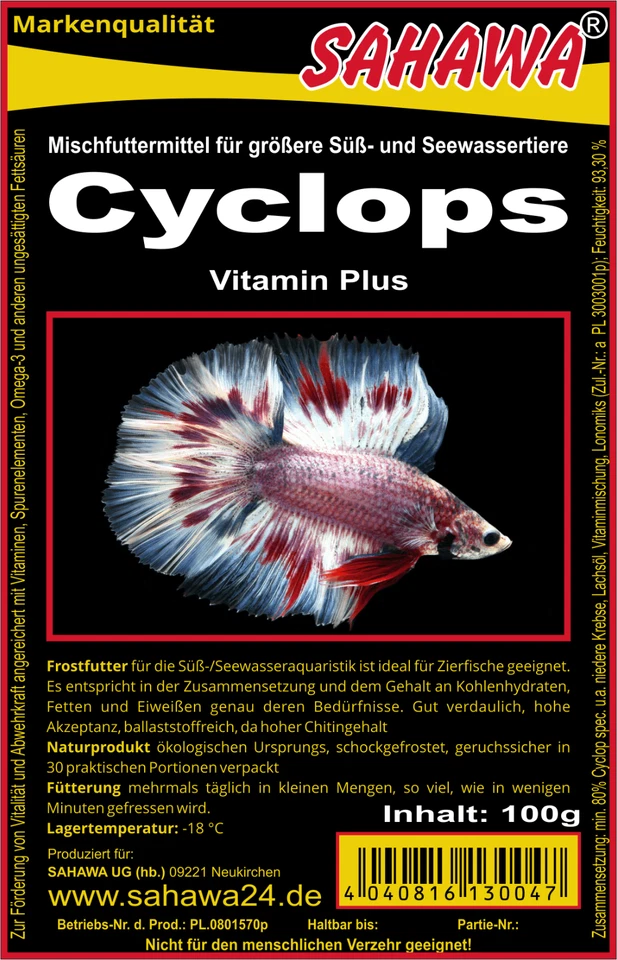 Frostfutter  Fischfutter Aquarium  1 x 100g Blister Sorte: Cyclops Hüpferlinge - Bild 1 von 1