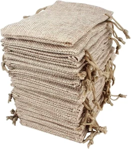 Lot of 100 Burlap Bags with Drawstring Gift Bags Jewelry Pouches Sacks for Weddi - Picture 1 of 9