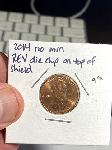 2014 P United States 1 Cent Error Coin - Reverse Die Chip Cover