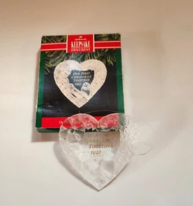 Hallmark Keepsake Ornament Our First Christmas Together 1991 Acrylic Heart - Picture 1 of 7