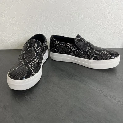 Steve Madden Gills Women’s Size 7.5 Gray Faux Snakeskin Slip On Sneakers Shoes - Image 1 of 4