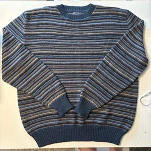 Faconnable Men’s XL Multi Stripe Blue Alpaca Wool Nordic Sweater Jacquard Y2K - Picture 1 of 11