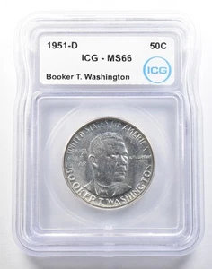 1951-D Booker T Washington Commemorative Half Dollar MS66 ICG *0122 - Picture 1 of 3