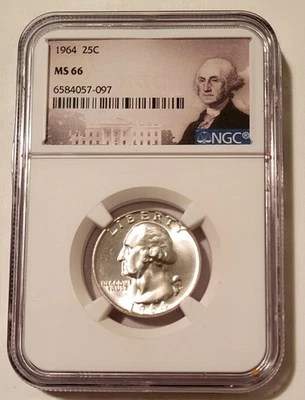 1964 Washington Quarter MS66 NGC Portrait Label - Image 1 of 2