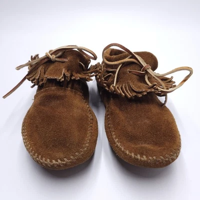 Minnetonka Moccasins Classic Fringe Softshell Boot Womens Size 7 Brown Suede  - Image 1 of 4