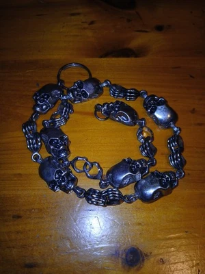 Hombres Metal Plateado Motocicleta Jeans Billetera Llavero Gótico Calavera Dije Motociclista Gótico Foto 1 de 3