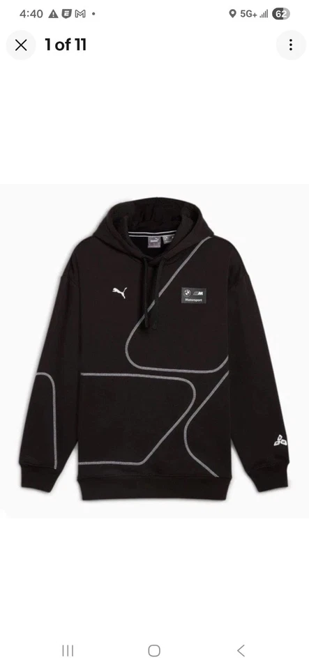 Sudadera con capucha Puma BMW M Motorsport para hombre talla grande capucha de algodón negra 20 % reciclada Foto 1 de 3