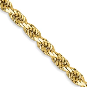 10k Yellow Gold 3.5mm Semi-solid Diamond-cut Rope Chain Necklace 20" 5.95gm - Picture 1 of 4