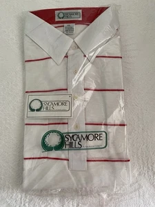NUEVO CON ETIQUETAS 90s SYCAMORE HILLS Golf Polo Blanco Rojo Rayas Bolsillo Ligero XXL - Imagen 1 de 5