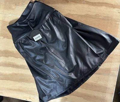 Aerie Offline Real Luxe Faux Vegan Leather Skort Skirt Womens Large Black New - Image 1 of 4