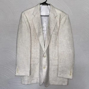 Vtg Haggar Men's 44 Reg Cream Tweed Coarse Weave 2 Button Blazer Made in USA - Picture 1 of 8