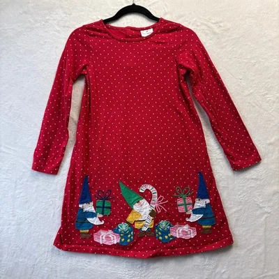 Vestido de Navidad Hanna Andersson Talla 140 Rojo Lunares Gnomo Bastón de Caramelo Vacaciones Foto 1 de 4