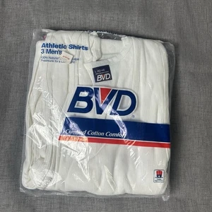 Camiseta sin mangas vintage BVD para hombre Camiseta L A acanalada Mangas sin mangas Camisa años 90 - Imagen 1 de 4