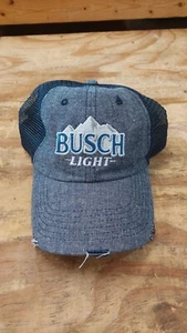 Busch Light Beer Adjustable Trucker Hat Blue/Gray Weathered Look   *BRAND NEW* - Picture 1 of 3
