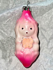 Vintage FIGURAL SNOW WHITE DWARF Unsilvered Glass USSR Christmas Ornament PINK