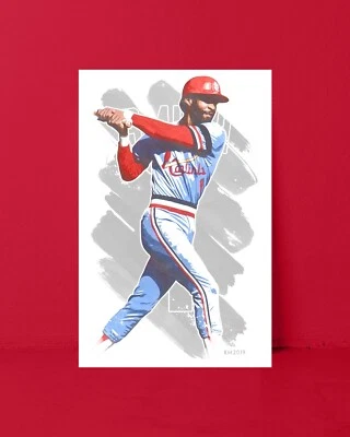 OZZIE SMITH watercolor painting art print/poster ST. LOUIS CARDINALS FREE S&H! - Image 1 of 4