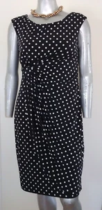 WOMAN CONNECTED SHEATH POLKA DOT KNEE DRESS Size 14 PULLOVER SLEEVELESS STRETCH - Picture 1 of 24
