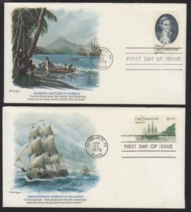 1978 Captain Cook Sc 1732-1733 set of 2 FDCs Fleetwood cachets Honolulu Hawaii - Picture 1 of 2