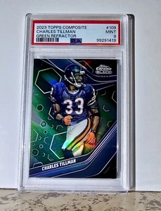 Charles Tillman 2023 Topps Chrome Black #109 Green Refractor 39/99 PSA 9 Mint - Picture 1 of 4