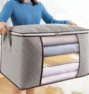 Bolsa de almacenamiento de edredón de gran capacidad de 1 pieza - Organizador no tejido para ropa y ropa de cama Foto 1 de 4