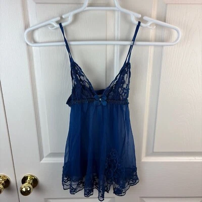 Camisón Babydoll XS de malla de encaje azul Frederick's of Hollywood para mujer Foto 1 de 4