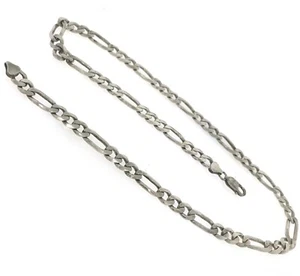 Mens Figaro Link Chain Necklace Made In Italy 8mm 925 Sterling Silver 22" - Picture 1 of 3