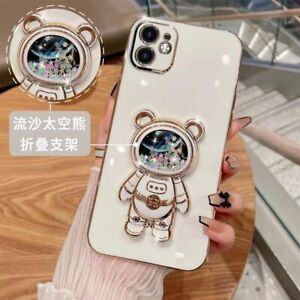 Piano White Quicksand Space Bear Stand Holder For Various Phone Case Cover Cute