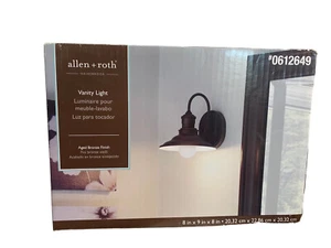 allen + roth, "Hainsbrook" 1-Light Cone Vanity Light | Aged Bronze - Picture 1 of 3