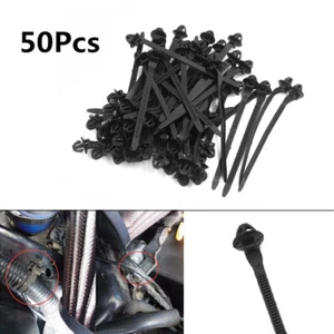 50x Automotive Cable Strap Push Mount Wire Tie Retainer Clip Clamp Hook 123mm - Foto 1 di 12