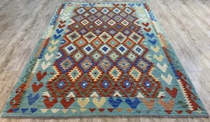 Genuine Modern Afghan/Turkish Handmade Wool Area Kilim Rug, Size 247x177 CM - Picture 1 of 9