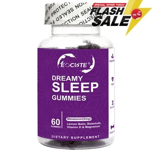 Dreamy Sleep 60 Gummy Melatonin 5mg Vitamin D, Magnesium, Lemon Balm Extract - Picture 1 of 14