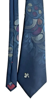 Corbata De Colección Don Loper Beverly Hills Abstracta Geométrica Diseño Retro Azul Marino Foto 1 de 4