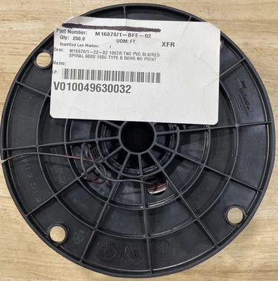 Alambre de plomo tipo B Anixter M16878/1-BFE-02, 19/34, 22 AWG, 600 V, negro/rojo, 250 pies Foto 1 de 2
