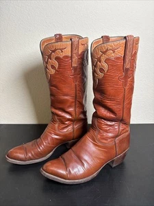 Vintage 1970s Classic Men’s Western Lucchese Brown Boots With Accents 10 D - Bild 1 von 19