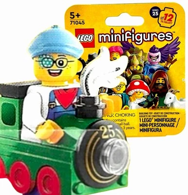 Lego Train Kid minifigura série 25 CMF 71045 adesivo verde locomotiva - Imagem 1 de 4